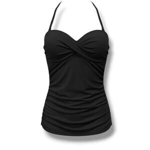 Liz Claiborne Women’s Black Twist Front Tankini Swim Top Size 8